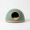 Sage green felt cat cave with round entrance for anxious cats
