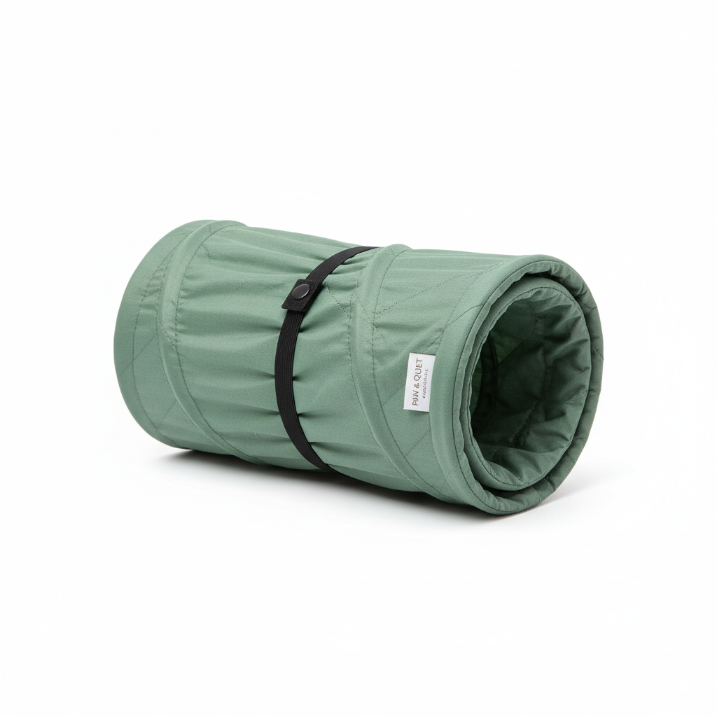 Sage green collapsible cat tunnel for anxiety relief and play