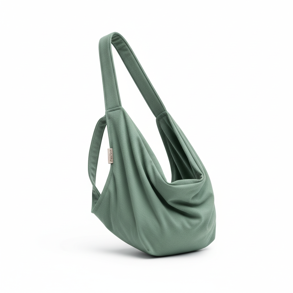 Sage green hands-free sling carrier for anxious cats