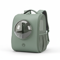 Sage green backpack carrier with bubble window for cat adventures
