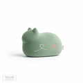 Sage green plush heartbeat toy for cat comfort and anxiety relief