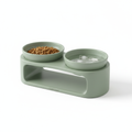 Sage green ceramic elevated cat bowl set for anxiety-free feeding