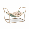 Sage green and beige elevated cat hammock for anxiety relief